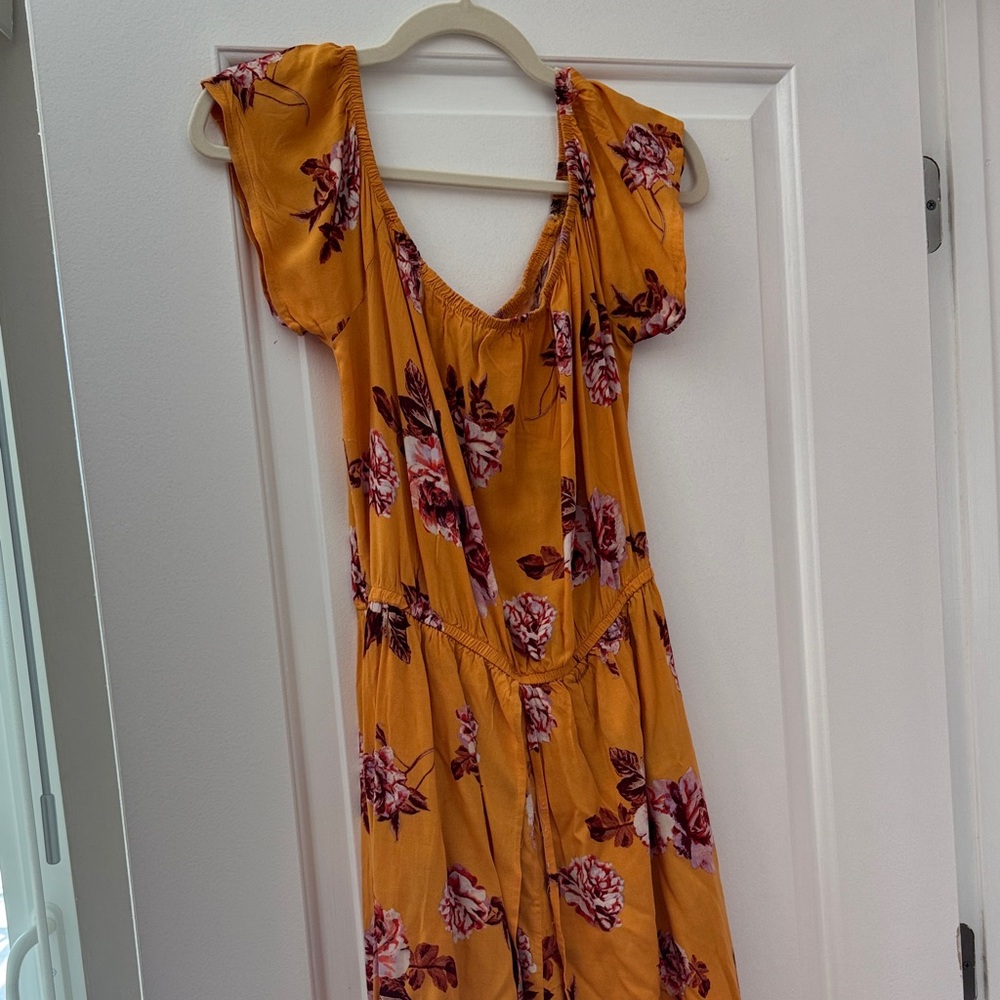 Justify Mustard Floral Maxi Dress with Pink Blooms
